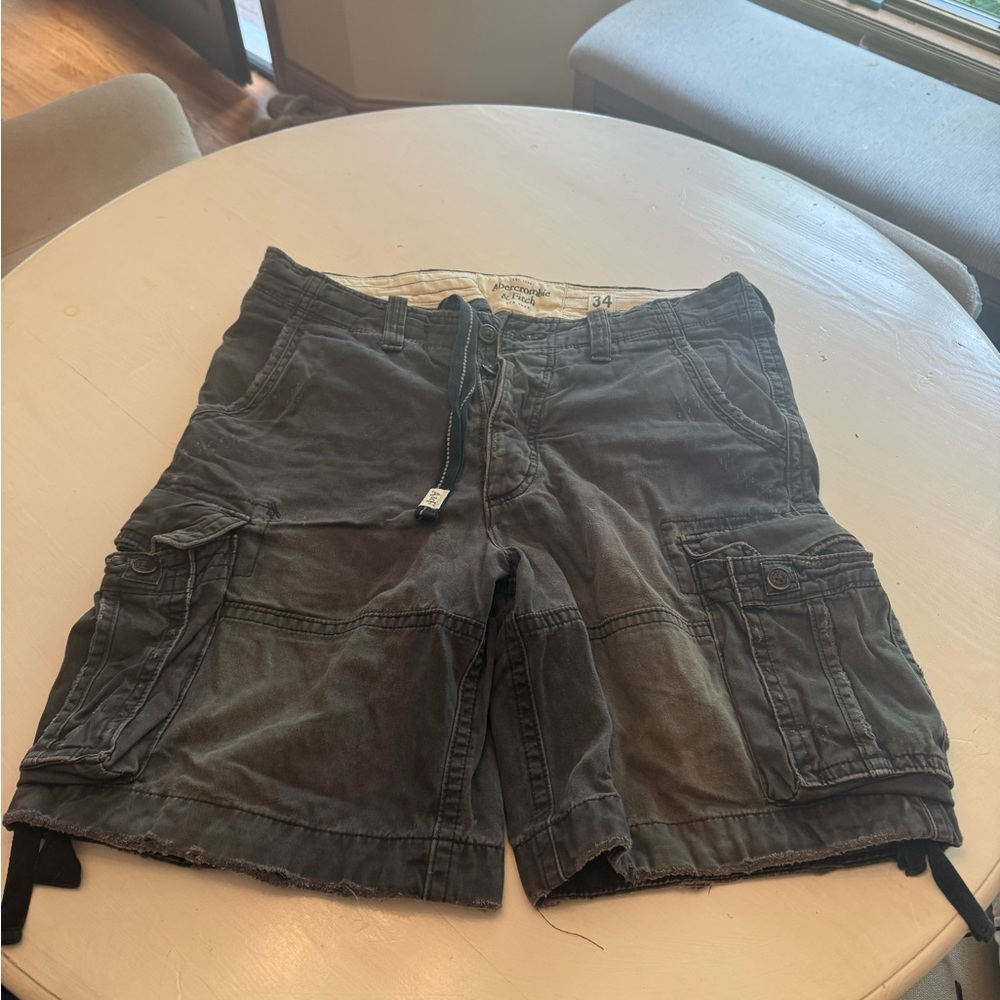 Abercrombie & Fitch Blue Cargo Shorts with Adjustable Straps